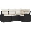 4-delad trädgårdsoff set med dynor i svart poly rattan vidaXL 179 x 124 x 85 cm – miniatyr 2