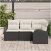 4-delad trädgårdsoff set med dynor i svart poly rattan vidaXL 179 x 124 x 85 cm – miniatyr 3