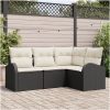 4-delad trädgårdsoff set med dynor i svart poly rattan vidaXL 179 x 124 x 85 cm – miniatyr 1