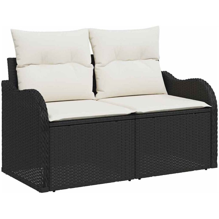 4-delad trädgårdsoff set med kuddar brun poly rotting vidaXL Stor – bild 4