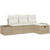 4-delad trädgårdsoffa med beige kuddar i polyrotting vidaXL 239 x 117 x 85 cm – miniatyr 2