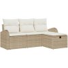 4-delad trädgårdsoffa med kuddar beige poly rotting vidaXL 179 x 117 x 85 cm – miniatyr 2