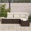 4-delad trädgårdsoffa med kuddar Brun Poly Rattan vidaXL 209 x 154 x 85 cm – miniatyr 3