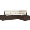 4-delad trädgårdsoffa med kuddar i brun polyrotting vidaXL 209 x 154 x 85 cm – miniatyr 2
