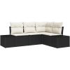 4 Delad Trädgårdsoffa Set med Kuddar Svart Poly Rattan vidaXL 209 x 154 x 85 cm – miniatyr 2