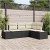4 Delad Trädgårdsoffa Set med Kuddar Svart Poly Rattan vidaXL 209 x 154 x 85 cm – miniatyr 1