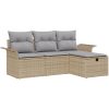 4-delad trädgårdsoffagrupp med kuddar Beige Polyrotting vidaXL 196 x 117 x 85 cm – miniatyr 2