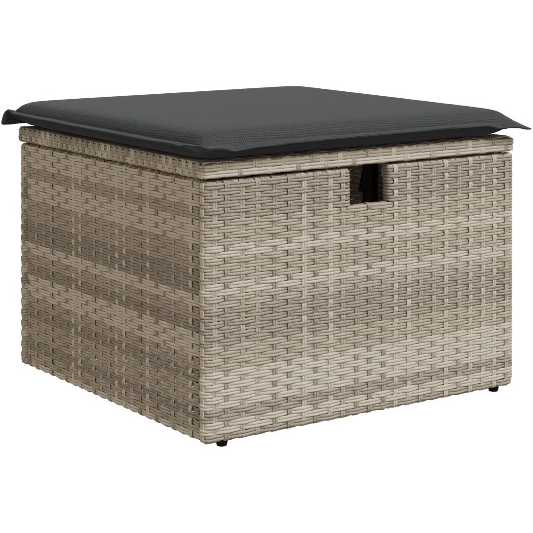 4-delad trädgårdsoffasats med kuddar, ljusgrå polyrotting vidaXL 178 x 117 x 85 cm – bild 6