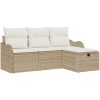 4-delad trädgårdsoffaset med kuddar - Beige poly rotting vidaXL 3 - Sits – miniatyr 2