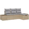 4-delad trädgårdsoffaset med kuddar i beige polyrotting vidaXL 239 x 117 x 85 cm – miniatyr 2