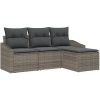 4-delad Trädgårdsoffaset med Kuddar i Grå Poly Rattan vidaXL 178 x 117 x 85 cm – miniatyr 2