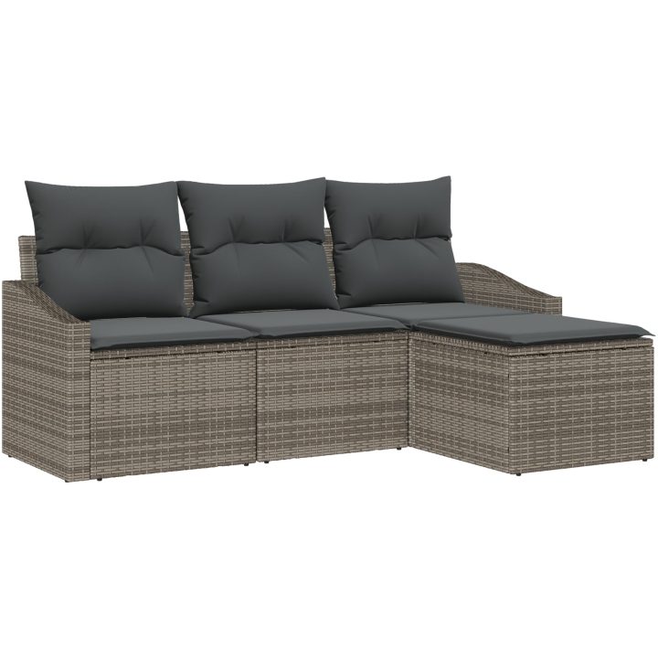 4-delad Trädgårdsoffaset med Kuddar i Grå Poly Rattan vidaXL 178 x 117 x 85 cm – bild 2