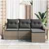 4-delad Trädgårdsoffaset med Kuddar i Grå Poly Rattan vidaXL 178 x 117 x 85 cm – miniatyr 3