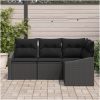 4-delad trädgårdsoffor set med kuddar svart polyrotting vidaXL 178.5 x 123.5 x 85 cm – miniatyr 3