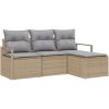 4-delad Trädgårdsoffset med Kuddar Beige Poly Rotting vidaXL Medium – miniatyr 2