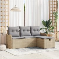 4-delad Trädgårdsoffset med Kuddar Beige Poly-Rotting vidaXL