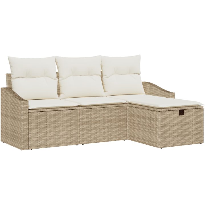 4-delad trädgårdssoffa med kuddar i beige polyrotting vidaXL 178 x 117 x 85 cm – bild 2