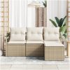 4-delade Trädgårdsoffset med kuddar Beige Poly Rattan vidaXL Medium – miniatyr 3