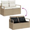 4-delade Trädgårdsoffset med kuddar Beige Poly Rattan vidaXL Medium – miniatyr 9