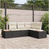 4-delade trädgårdsoffset med kuddar svart polyrotting akacia vidaXL 209 x 154 x 69 cm – miniatyr 1