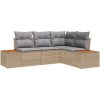4 Delar Trädgårdsoff Set med Kuddar Beige Poly Rottning Akacia vidaXL 209 x 154 x 69 cm – miniatyr 2