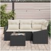 4 Delar Trädgårdsoffaset Med Kuddar Brun Poly Rattan vidaXL 178.5 x 123.5 x 85 cm – miniatyr 3