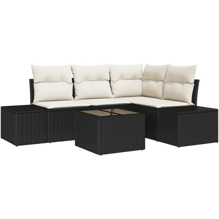 4 Delar Trädgårdsoffset med Kuddar Brun Poly Rattan vidaXL 209 x 154 x 85 cm – bild 2