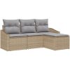 4 Delar Trädgårdsoffset med Kuddar i Beige Poly Rattan vidaXL 178 x 117 x 85 cm – miniatyr 2