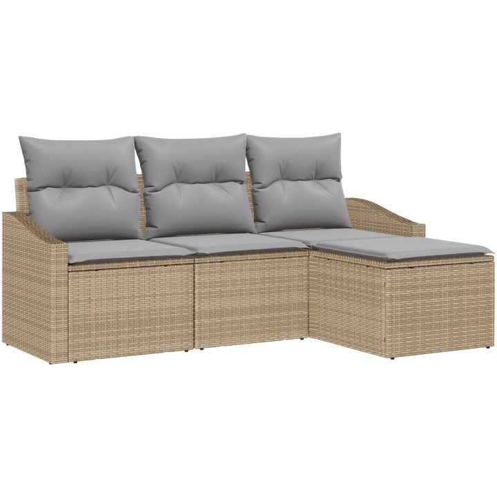 4 Delar Trädgårdsoffset med Kuddar i Beige Poly Rattan vidaXL 178 x 117 x 85 cm – bild 2