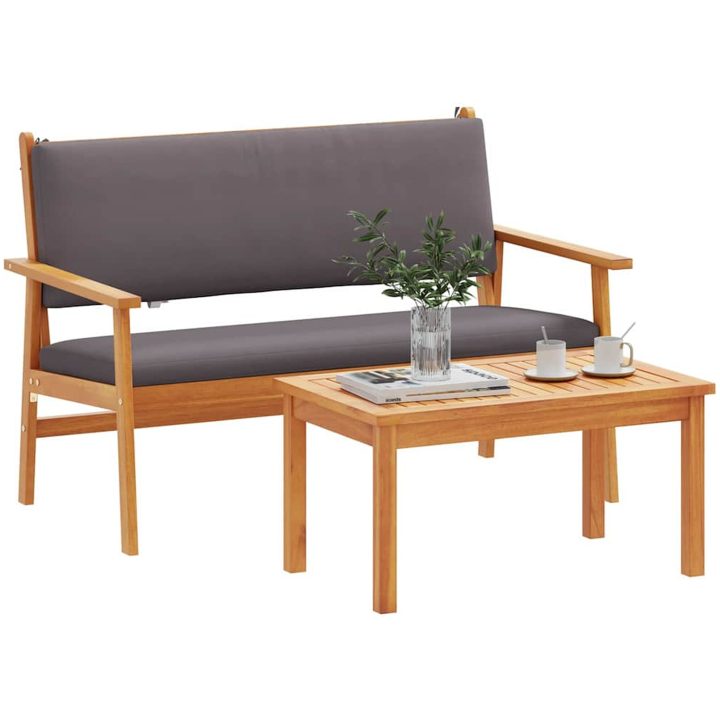 4 delar trädgårdsoffset med kuddar i massivt akaciaträ vidaXL 120 x 65.5 x 79 cm – bild 3