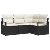 4 Delar Trädgårdsoffset med Kuddar Svart Poly Rattan vidaXL Medium – miniatyr 2