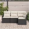4 Delar Trädgårdsoffset med Kuddar Svart Poly Rattan vidaXL Medium – miniatyr 3