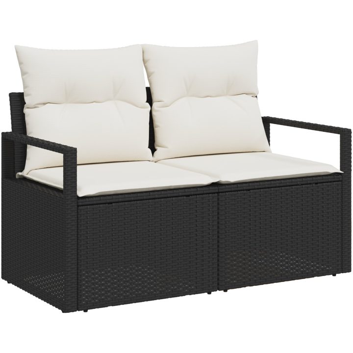 4 Delar Trädgårdsoffset med Kuddar Svart Poly Rattan vidaXL Medium – bild 4
