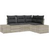 4 Delar Trädgårdssoffset med Kuddar Ljusgrå Poly Rattan vidaXL 209 x 154 x 85 cm – miniatyr 2