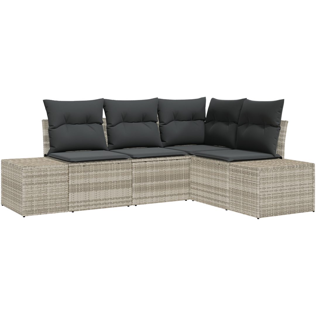 4 Delar Trädgårdssoffset med Kuddar Ljusgrå Poly Rattan vidaXL 209 x 154 x 85 cm – bild 2