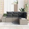 4 Delar Trädgårdssoffset med Kuddar Ljusgrå Poly Rattan vidaXL 209 x 154 x 85 cm – miniatyr 3