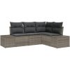 4-delars set med trädgårdsoffor och kuddar i grå poly-rattan vidaXL 209 x 154 x 85 cm – miniatyr 2