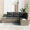 4-delars set med trädgårdsoffor och kuddar i grå poly-rattan vidaXL 209 x 154 x 85 cm – miniatyr 3