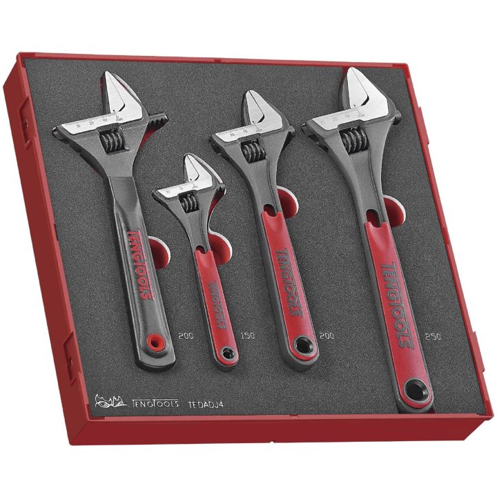 4 delars Skiftnyckelsats TEDADJ4 Teng Tools SKIFTNYCKELSATS EVA 4 DELAR – bild 2