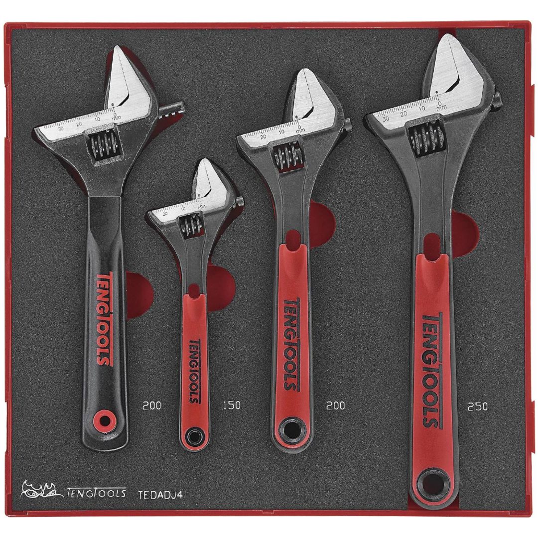 4 delars Skiftnyckelsats TEDADJ4 Teng Tools SKIFTNYCKELSATS EVA 4 DELAR