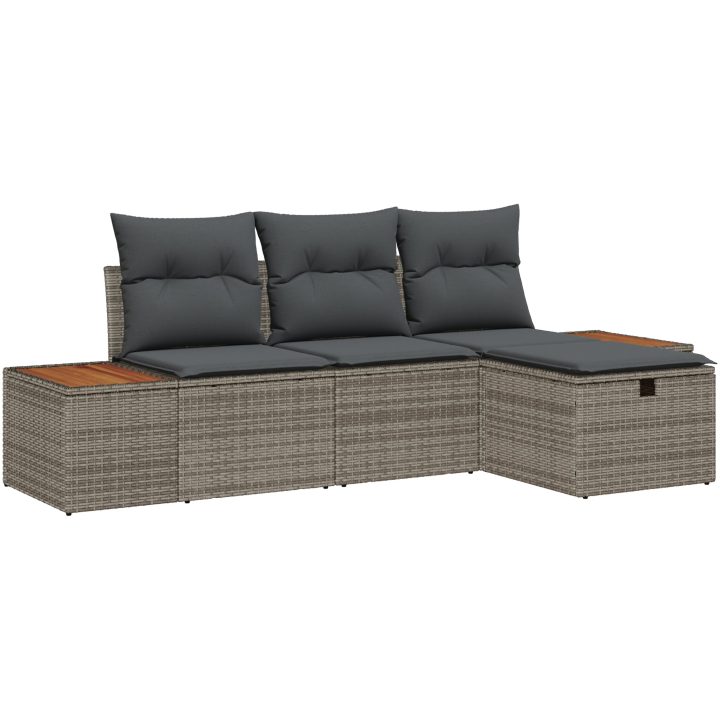 4 Delars Soffgrupp med Kuddar, Grå Poly Rattan vidaXL 239 x 117 x 85 cm – bild 2