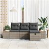 4 Delars Soffgrupp med Kuddar, Grå Poly Rattan vidaXL 239 x 117 x 85 cm – miniatyr 3