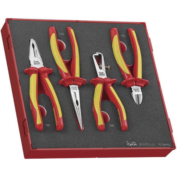 4 delars Tångsats för 1000 volt TEDV440 Teng Tools TÅNGSATS 1000V EVA 4 DELAR – bild 2