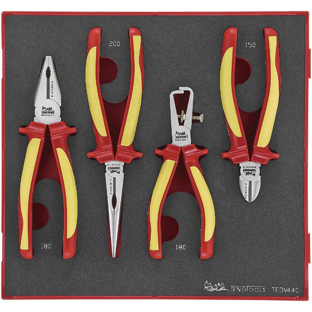 4 delars Tångsats för 1000 volt TEDV440 Teng Tools TÅNGSATS 1000V EVA 4 DELAR