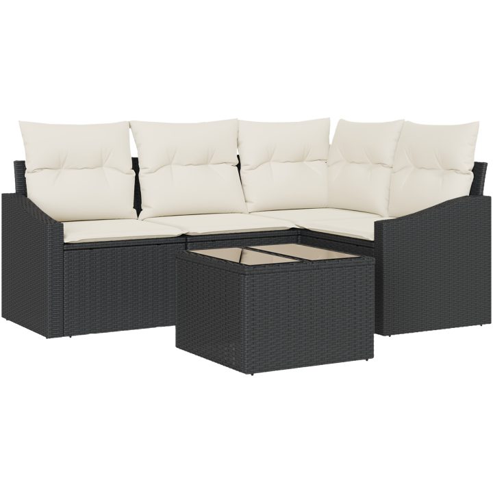 4-delars trädgårdsmöbelset med dynor i brun poly rattan vidaXL 55 x 55 x 37 cm – bild 2
