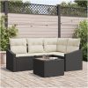 4-delars trädgårdsmöbelset med dynor i brun poly rattan vidaXL 55 x 55 x 37 cm – miniatyr 1