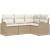 4-delars trädgårdsofa set med kuddar beige poly rotting vidaXL Stor – miniatyr 2