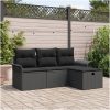 4 Delars Trädgårdsofa Set med Kuddar Svart Poly Rattan vidaXL Medium – miniatyr 1