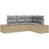4-delars Trädgårdsoff-set med kuddar Beige Poly Rattanj vidaXL 209 x 154 x 85 cm – miniatyr 2