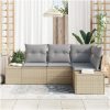 4-delars Trädgårdsoff-set med kuddar Beige Poly Rattanj vidaXL 209 x 154 x 85 cm – miniatyr 3